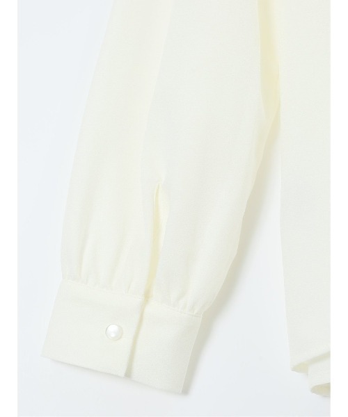 m.f.editorial（エムエフエディトリアル）の「【ストレッチ イージーケア】m.f.エディトリアル レディース 前身プリーツ リボン 長袖プルオーバーブラウス（シャツ/ブラウス・レディース・ネイビー/アイボリー・MEDIUM/LARGE）」の14枚目の写真