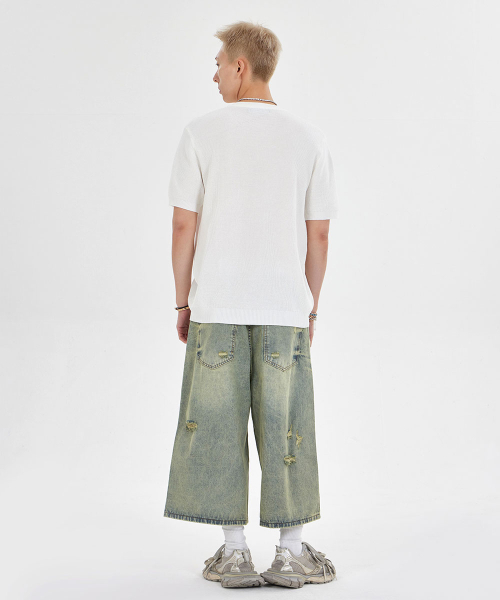 MAKEITTO（メイキット）の「ヘンリーネックワッフル半袖Tシャツ_ホワイト（ポロシャツ・メンズ・その他・M/L/XL）」の6枚目の写真
