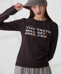 DANGLEDROP（ダングルドロップ）の「DGDP FREE YOUセミクロップロングスリーブチャコール（Tシャツ/カットソー）」