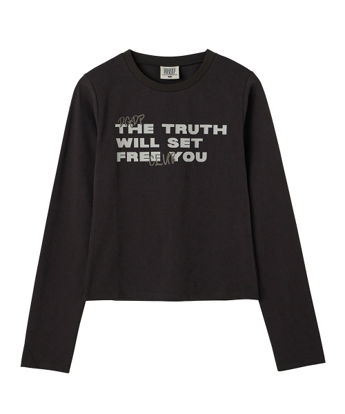 DANGLEDROP（ダングルドロップ）の「DGDP FREE YOUセミクロップロングスリーブチャコール（Tシャツ/カットソー・レディース・その他・FREE）」の13枚目の写真