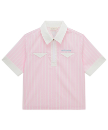 ANTOMARS（アントゥマーズ）の「マスマティックス シアサッカー ハーフジップ ポロ レディース - ピンク（ポロシャツ）」