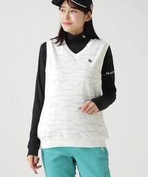 PEARLY GATES（パーリーゲイツ）の「【PEARLY GATES】ロゴ総柄Vネックニットベストプルオーバー（ベスト）」