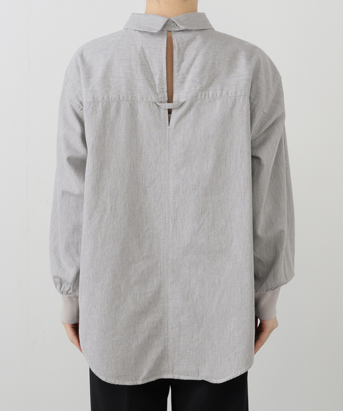 La TOTALITE（ラトータリテ）の「【洗える】Munich/ミューニック スラブデニムシャツ（シャツ/ブラウス・レディース・ネイビー/ライトグレー・FREE）」の5枚目の写真