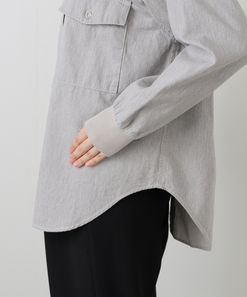 La TOTALITE（ラトータリテ）の「【洗える】Munich/ミューニック スラブデニムシャツ（シャツ/ブラウス・レディース・ネイビー/ライトグレー・FREE）」の7枚目の写真