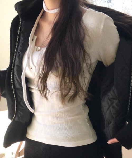 lulufa(ルルファ)の「フロントレースアップデザインロンT(Tシャツ/カットソー・レディース・グレー/ホワイト・LARGE/MEDIUM)」の4枚目の写真