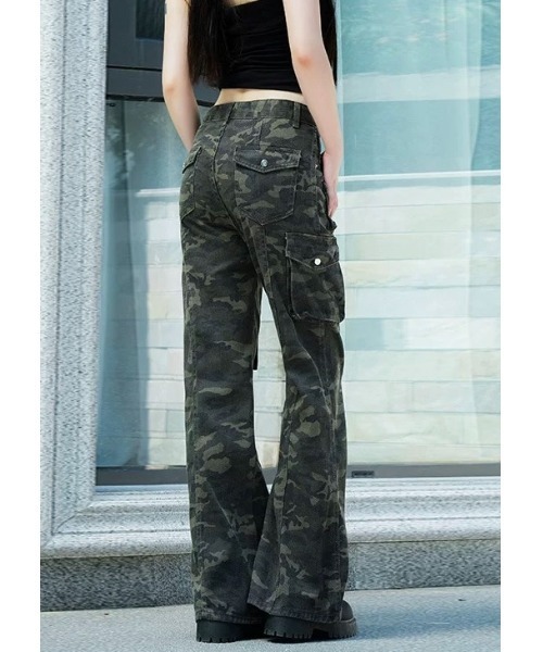 Dream garden(ドリームガーデン)の「Y2K迷彩柄フレアカーゴパンツ(カーゴパンツ・レディース・カーキ・XS/S/M/2XL/3XL/4XL/XL/L)」の15枚目の写真