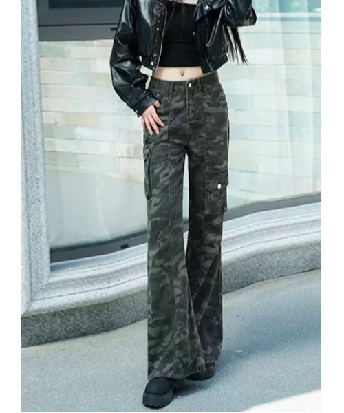 Dream garden(ドリームガーデン)の「Y2K迷彩柄フレアカーゴパンツ(カーゴパンツ・レディース・カーキ・XS/S/M/2XL/3XL/4XL/XL/L)」の9枚目の写真