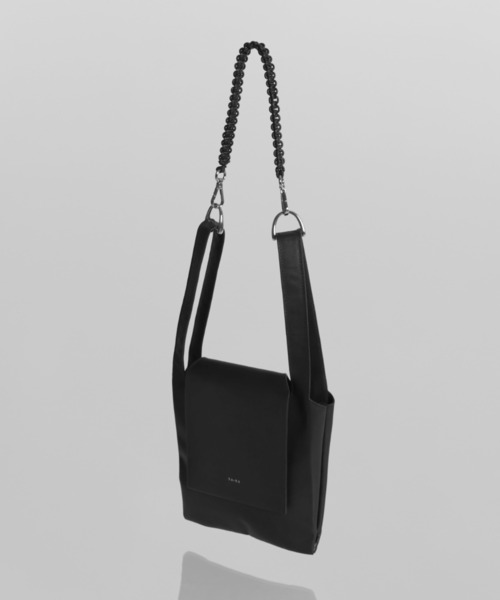 黒いシンプルなフラップハンドバッグ YArKA/ヤーカ】real leather braided strap flap marche bag [wam11