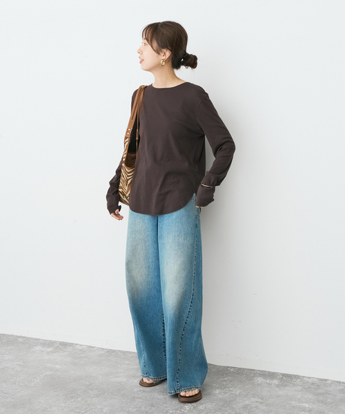 Spick & Span（スピックアンドスパン）の「接触冷感 / ドライタッチライトロンTEE（Tシャツ/カットソー・レディース・チャコールグレー/イエロー/ホワイト・FREE）」の4枚目の写真