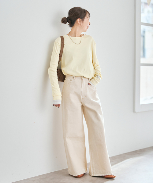 Spick & Span（スピックアンドスパン）の「接触冷感 / ドライタッチライトロンTEE（Tシャツ/カットソー・レディース・チャコールグレー/イエロー/ホワイト・FREE）」の5枚目の写真