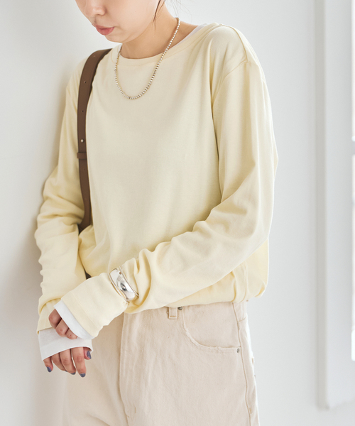 Spick & Span（スピックアンドスパン）の「接触冷感 / ドライタッチライトロンTEE（Tシャツ/カットソー・レディース・チャコールグレー/イエロー/ホワイト・FREE）」の14枚目の写真