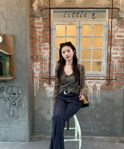 Ritzy(リッツィー)の「ストライプシアートップス(Tシャツ/カットソー・レディース・ブラック系・M)」の15枚目の写真