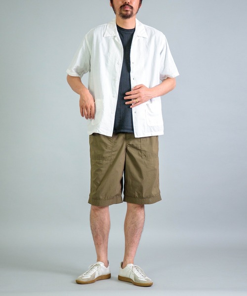 OMNIGOD（オムニゴッド）の「[OMNIGOD mens / オムニゴッド] コットンリネンジャガード ショートスリーブシャツジャケット（シャツ/ブラウス・メンズ・ブラウン/ホワイト・4/3/2）」の9枚目の写真
