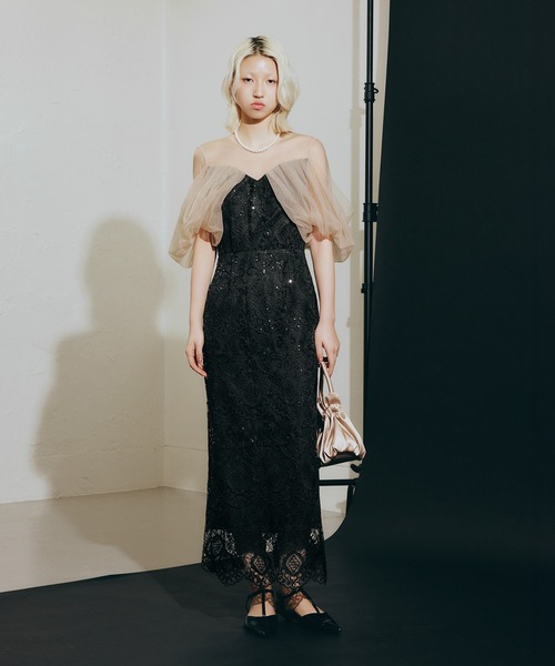 darial（ダリアル）の「【darial】offsholder lace dress / オフショルダーレースドレス（ドレス・レディース・ブラック/ブルー/ベージュ・S/M）」の2枚目の写真