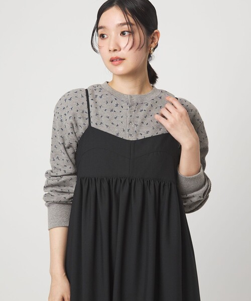 WEB限定】＜at ease＞ワッフル ヘンリーネック フラワープリント