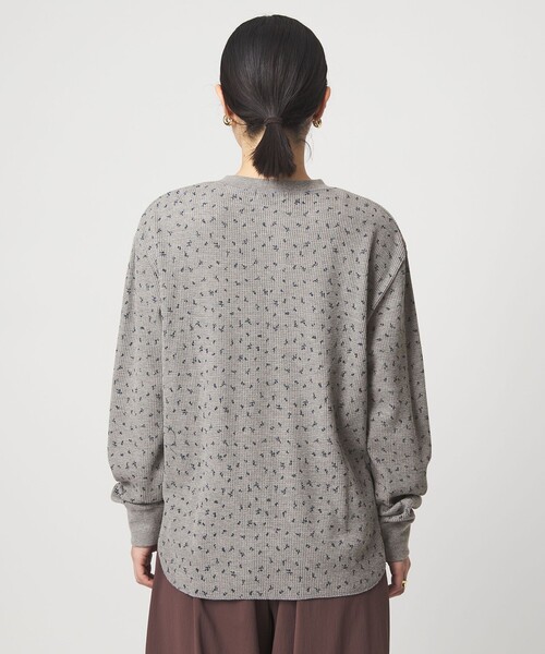WEB限定】＜at ease＞ワッフル ヘンリーネック フラワープリント
