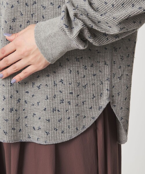 openyy フラワーヘンリーネックT WEB限定】＜at ease＞ワッフル ヘンリーネック フラワープリント