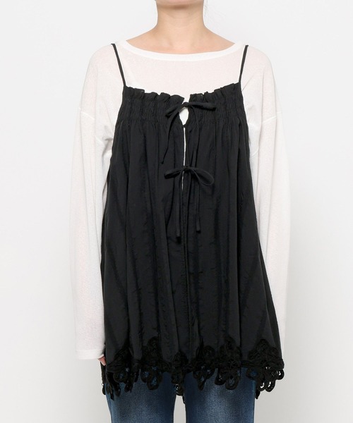 LOWRYS FARM（ローリーズファーム）の「２ＷＡＹバテンレースミニワンピース 645423（ワンピース・レディース・アイボリー/ブラック・FREE）」の7枚目の写真