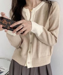 バイカラーニットカーディガン