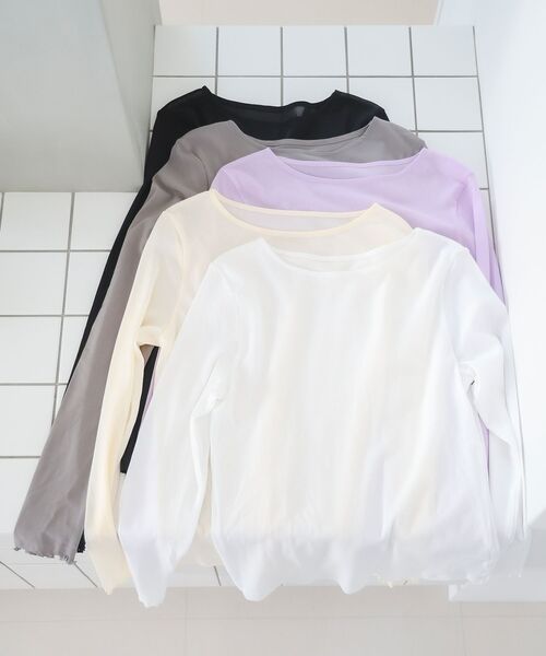 le.coeur blanc（ルクールブラン）の「シアークルーネックプルオーバー（Tシャツ/カットソー・レディース・ラベンダー/ブラック/ホワイト/グレー/オフホワイト・38）」の6枚目の写真