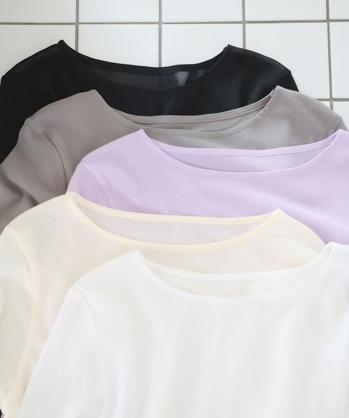 le.coeur blanc（ルクールブラン）の「シアークルーネックプルオーバー（Tシャツ/カットソー・レディース・ラベンダー/ブラック/ホワイト/グレー/オフホワイト・38）」の7枚目の写真