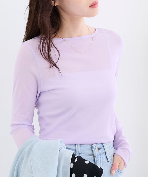 le.coeur blanc（ルクールブラン）の「シアークルーネックプルオーバー（Tシャツ/カットソー・レディース・ラベンダー/ブラック/ホワイト/グレー/オフホワイト・38）」の9枚目の写真