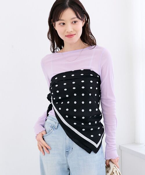 le.coeur blanc（ルクールブラン）の「シアークルーネックプルオーバー（Tシャツ/カットソー・レディース・ラベンダー/ブラック/ホワイト/グレー/オフホワイト・38）」の17枚目の写真