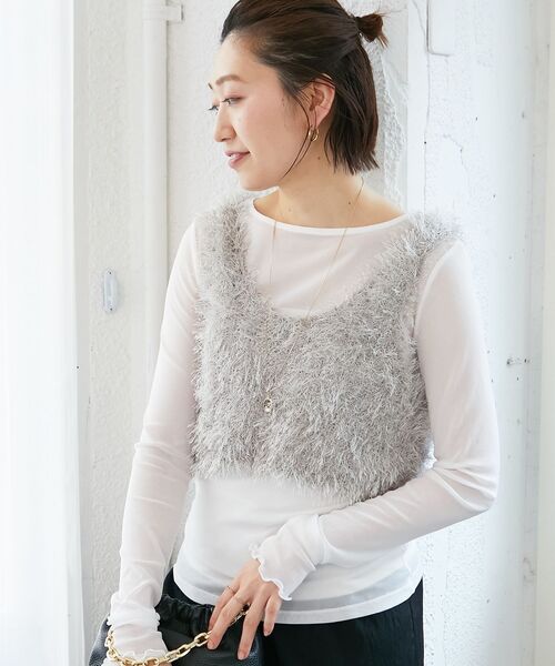 le.coeur blanc（ルクールブラン）の「シアークルーネックプルオーバー（Tシャツ/カットソー・レディース・ラベンダー/ブラック/ホワイト/グレー/オフホワイト・38）」の21枚目の写真