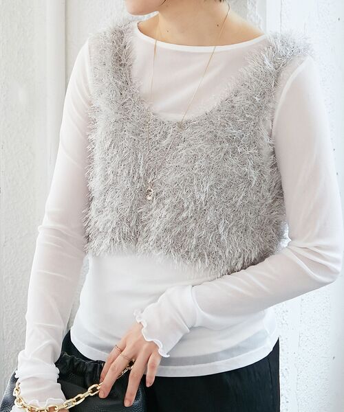 le.coeur blanc（ルクールブラン）の「シアークルーネックプルオーバー（Tシャツ/カットソー・レディース・ラベンダー/ブラック/ホワイト/グレー/オフホワイト・38）」の22枚目の写真