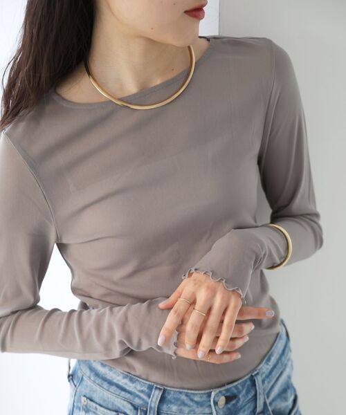 le.coeur blanc（ルクールブラン）の「シアークルーネックプルオーバー（Tシャツ/カットソー・レディース・ラベンダー/ブラック/ホワイト/グレー/オフホワイト・38）」の21枚目の写真
