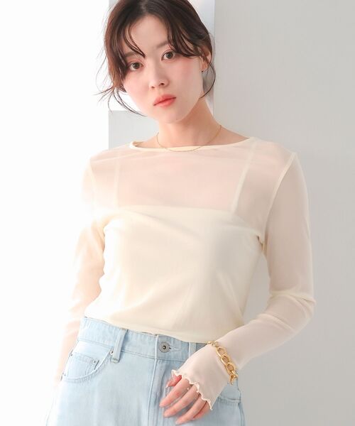 le.coeur blanc（ルクールブラン）の「シアークルーネックプルオーバー（Tシャツ/カットソー・レディース・ラベンダー/ブラック/ホワイト/グレー/オフホワイト・38）」の14枚目の写真
