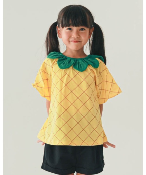 nicohrat（ニコフラート）の「ニコフラート いちご・パインなりきり Tシャツ（Tシャツ/カットソー・キッズ・イエロー/ピンク/レッド・90cm/100cm/110cm/120cm/130cm/140cm）」の4枚目の写真