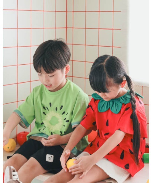 nicohrat（ニコフラート）の「ニコフラート いちご・パインなりきり Tシャツ（Tシャツ/カットソー・キッズ・イエロー/ピンク/レッド・90cm/100cm/110cm/120cm/130cm/140cm）」の11枚目の写真