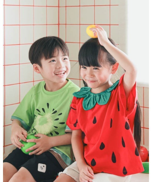 nicohrat（ニコフラート）の「ニコフラート いちご・パインなりきり Tシャツ（Tシャツ/カットソー・キッズ・イエロー/ピンク/レッド・90cm/100cm/110cm/120cm/130cm/140cm）」の12枚目の写真