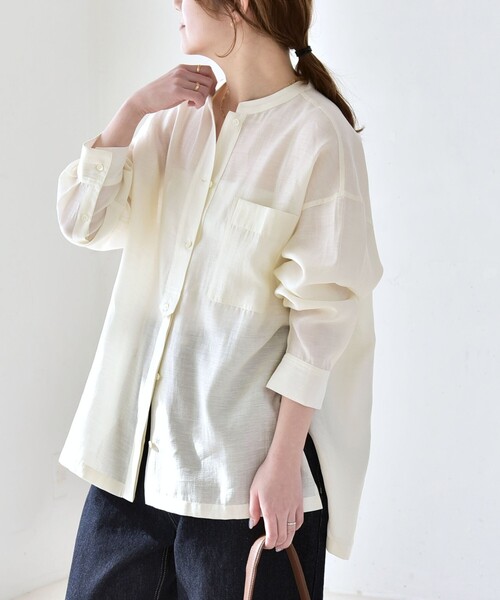イエナ【美品】24ss バンドカラータックフレンチブラウス リネン混 バンドカラー タック フレンチブラウス | イエナ(IENA) | マルイウェブ
