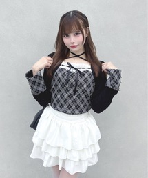 one way | チェック×ボレロ風トップス(Tシャツ/カットソー)