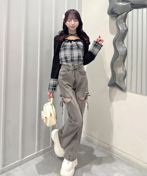 one way（ワンウェイ）の「チェック×ボレロ風トップス（Tシャツ/カットソー・レディース・ブラック系その他/ホワイト系その他/グレー系その他/ブラウン系その他/ブラウン系その他2・FREE）」の8枚目の写真