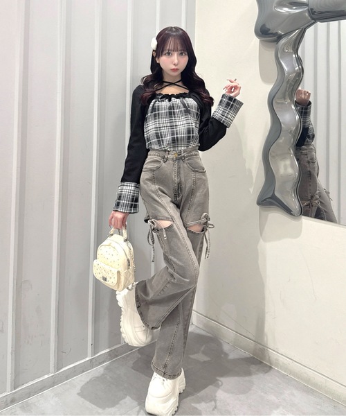 one way（ワンウェイ）の「チェック×ボレロ風トップス（Tシャツ/カットソー・レディース・ブラック系その他/ホワイト系その他/グレー系その他/ブラウン系その他/ブラウン系その他2・FREE）」の10枚目の写真