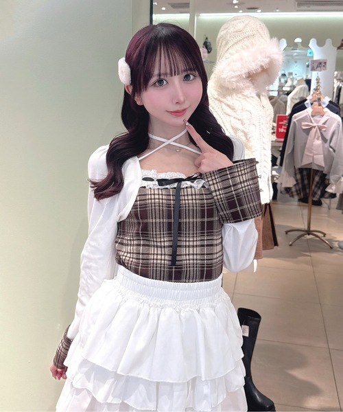 one way（ワンウェイ）の「チェック×ボレロ風トップス（Tシャツ/カットソー・レディース・ブラック系その他/ホワイト系その他/グレー系その他/ブラウン系その他/ブラウン系その他2・FREE）」の16枚目の写真