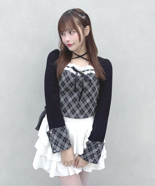 one way（ワンウェイ）の「チェック×ボレロ風トップス（Tシャツ/カットソー・レディース・ブラック系その他/ホワイト系その他/グレー系その他/ブラウン系その他/ブラウン系その他2・FREE）」の12枚目の写真