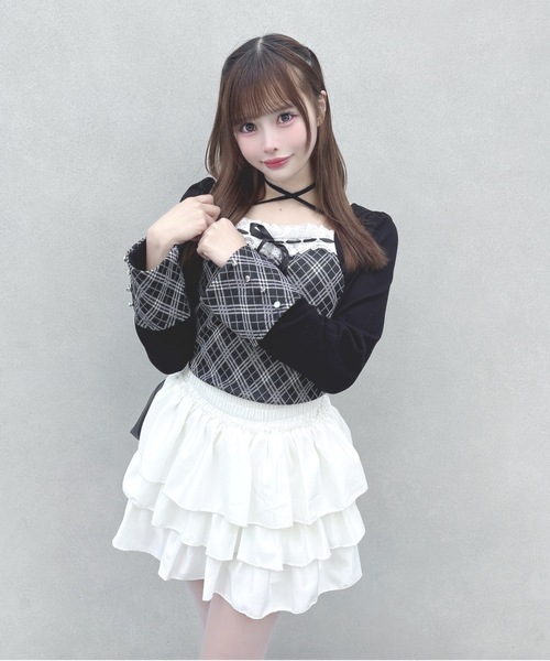 one way（ワンウェイ）の「チェック×ボレロ風トップス（Tシャツ/カットソー・レディース・ブラック系その他/ホワイト系その他/グレー系その他/ブラウン系その他/ブラウン系その他2・FREE）」の13枚目の写真