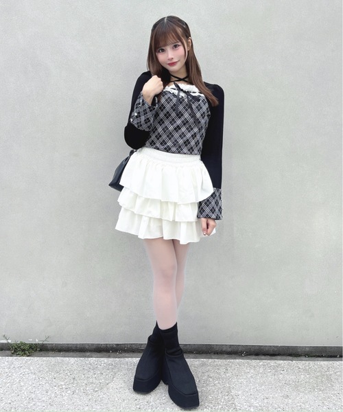 one way（ワンウェイ）の「チェック×ボレロ風トップス（Tシャツ/カットソー・レディース・ブラック系その他/ホワイト系その他/グレー系その他/ブラウン系その他/ブラウン系その他2・FREE）」の11枚目の写真