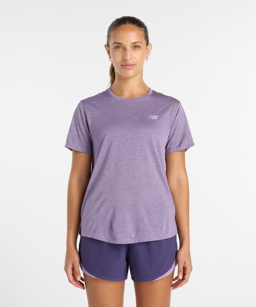 NEW BALANCE(ニューバランス)の「Athletics ショートスリーブTシャツ(Tシャツ/カットソー・レディース・ライム/ライトパープル・X-LARGE/LARGE/MEDIUM/SMALL)」の1枚目の写真
