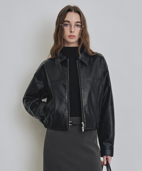 COSTUME O’CLOCK(コスチュームオクロック)の「シンセティックレザーセミクロップジャケット COWJK001LEBLACK(ライダースジャケット・レディース・その他・SMALL/MEDIUM)」の5枚目の写真