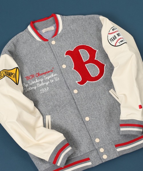 BENCH(ベンチ)の「Bench JKT メルトンサガラワッペン スタジャン(スタジャン・メンズ・グレー・XL/L)」の1枚目の写真