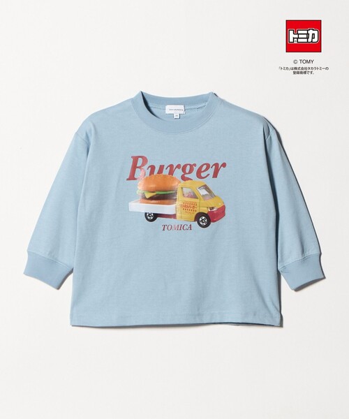 green label relaxing(グリーンレーベルリラクシング)の「【別注】<TOMICA>長袖 Tシャツ / キッズ 100cm-120cm(Tシャツ/カットソー・キッズ・グレー系/ライトブルー/ライトグレー・120cm/110cm/100cm)」の1枚目の写真