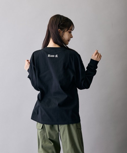 RUSS-K(ラスケー)の「【RUSS-K】別注 プリント 長袖Tシャツ(Tシャツ/カットソー・メンズ・ブラック/ホワイト系/ホワイト/ホワイト系1/ブラック系/ブラック系1・X-LARGE/LARGE/MEDIUM/SMALL)」の9枚目の写真