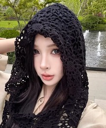 L LABEL（エルラベル）の「フラワークロシェ編みレース帽/バブーシュカ（ニットキャップ/ビーニー）」