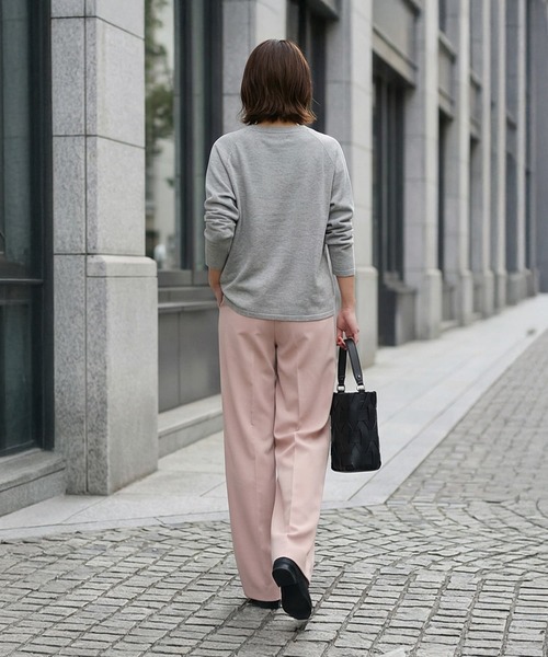 STYLE DELI（スタイルデリ）の「サラッと綿混Uネックニットトップス（ニット/セーター・レディース・ミント/ライトグレー/ホワイト・FREE）」の10枚目の写真