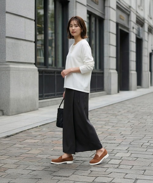 STYLE DELI（スタイルデリ）の「サラッと綿混Uネックニットトップス（ニット/セーター・レディース・ミント/ライトグレー/ホワイト・FREE）」の12枚目の写真